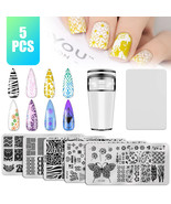 5PCS DIY Clear Silicone Nail Art Stamping Template Kit Plate Stamper Scr... - £16.63 GBP