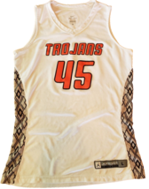 Nike Jordan Basketball Jersey Dri Fit Boys Youth L #45 White Orange Trojans - $30.05