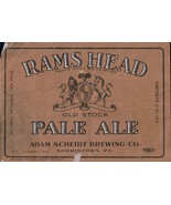 Vtg Rams Head Old Stock Pale Ale Adam Scheidt Brewing Co Label Copyright... - $5.47 CAD