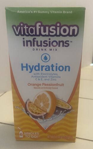 Vitafusion Infusions Hydration Drink Mix 6 Single to Go Orange Passion Fruit - $9.05