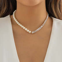 Crystal &amp; Pearl 18K Gold-Plated Split Beaded Necklace - £11.71 GBP