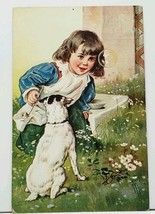 Child Blowing Bubbles &amp; Puppy 1908 Noethumberland to Pottsgrove Pa Postc... - £10.14 GBP