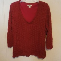 Cato Womens Open Knit Layered Sweater sz XL Burgundy - £12.20 GBP
