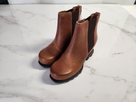 Sorel Joan of Arctic Wedge III Brown Leather Chelsea Boots Womens Size 7.0 - $143.55