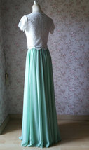 Boho Wedding Bridesmaid Dress Chiffon Maxi Skirt Short Sleeve Crop Lace Top  image 5
