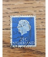 Netherlands Stamp Queen Juliana 25c Used Blue - $3.99