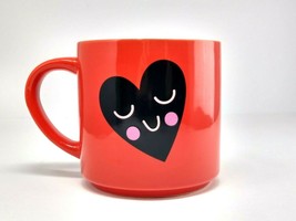 THRESHOLD Stoneware Red Coffee Mug Smiling Heart Black Pink White 16 oz. Cup - £11.67 GBP