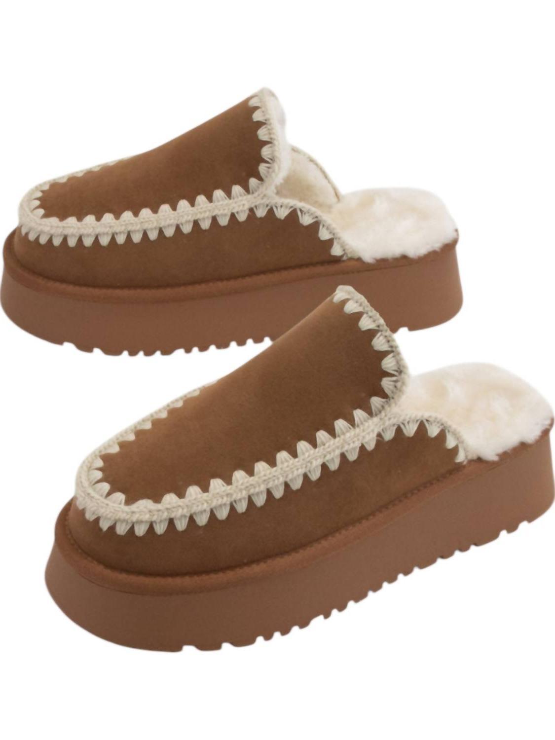 Ccocci Women&#39;s Amber Fur Line Crochet Slipper Shoe Tan - $47.00