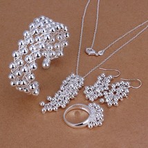 En lady bead grape wedding earrings ring bracelet necklace fashion silver color jewelry thumb200