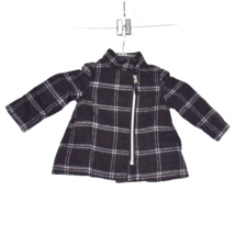 Cherokee Baby Girl Gray Black White Plaid Zipper Front Coat Jacket Sz 12... - $279.47 MXN