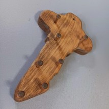 Vintage Key Shaped Key Wall Hanger Key Holder With 7 Pegs Wooden Hand Cr... - $16.83