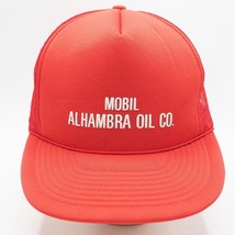 Vintage Mobil Alhambra Oil Co. Adjustable Mesh Snapback Trucker Hat - £27.68 GBP