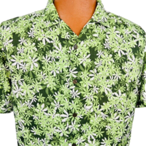 Resolution Clothing Hawaiian Aloha M Shirt Plumeria Floral Tropical Green Flower - £31.23 GBP