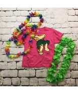 Hawaiian Girls Sz S Hula Costume Pink T-Shirt W/3 Floral Leas Tropical C... - $11.88