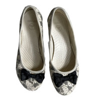 Hello Kitty Crocs X Lilly Black &amp; Ivory Sanrio Ballerina Flats Size 8 Rare  - £16.26 GBP