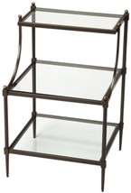 Tier Table End Side Transitional Bronze Butler Hallmark Distressed Tan Silver - £699.15 GBP