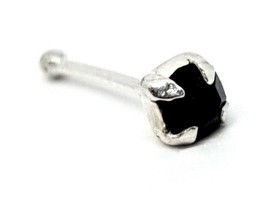 Obsidian Nose Stud Black Gemstone 22g (0.6mm) 925 Silver 1.8mm Claw Set Ball End - $5.67