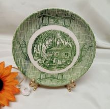 2389 Antique Scio Pottery Currier Ives Ox Yoke Bread N Butter Plate - $6.00