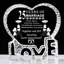 25 Years 25Th Wedding Anniversary Crystal Gifts for Her,Laser Crystal Heart Marr - £35.17 GBP