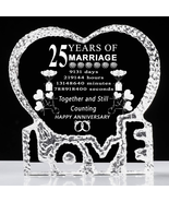 25 Years 25Th Wedding Anniversary Crystal Gifts for Her,Laser Crystal He... - £35.01 GBP