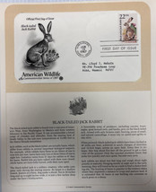 American Wildlife Mail Cover FDC &amp; Info Sheet black Tailed Jack Rabbit 1987 - £7.75 GBP