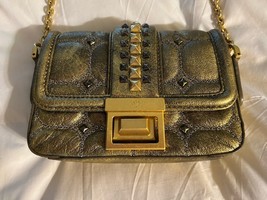 MCM Gold Leather Studded Chain Shoulder/Crossbody Handbag - $791.01