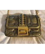 MCM Gold Leather Studded Chain Shoulder/Crossbody Handbag - $14,506.04 MXN