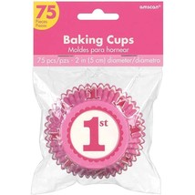 1st Birthday Pink Cupcake Baking Cups Birthday Party Supplies 75 Pieces New - £3.88 GBP