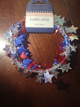 4th Of July Red Blue Silver Star Garland 25ft Patriotic Decor Party Supply-New - £6.65 GBP