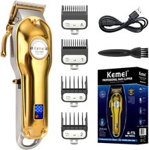 Kemei Golden Cordless Hair Clipper Professional Hair Clippers Hair, Golden - £40.89 GBP