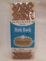NIP Cotton Vintage Wright&#39;s Trims Medium Rick Rack Sewing Trim 3 Yds ~ Tan - £4.69 GBP