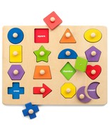 Montessori Toy Wooden Shape Peg Puzzle, Fine Motor Color Matching Sortin... - £28.20 GBP
