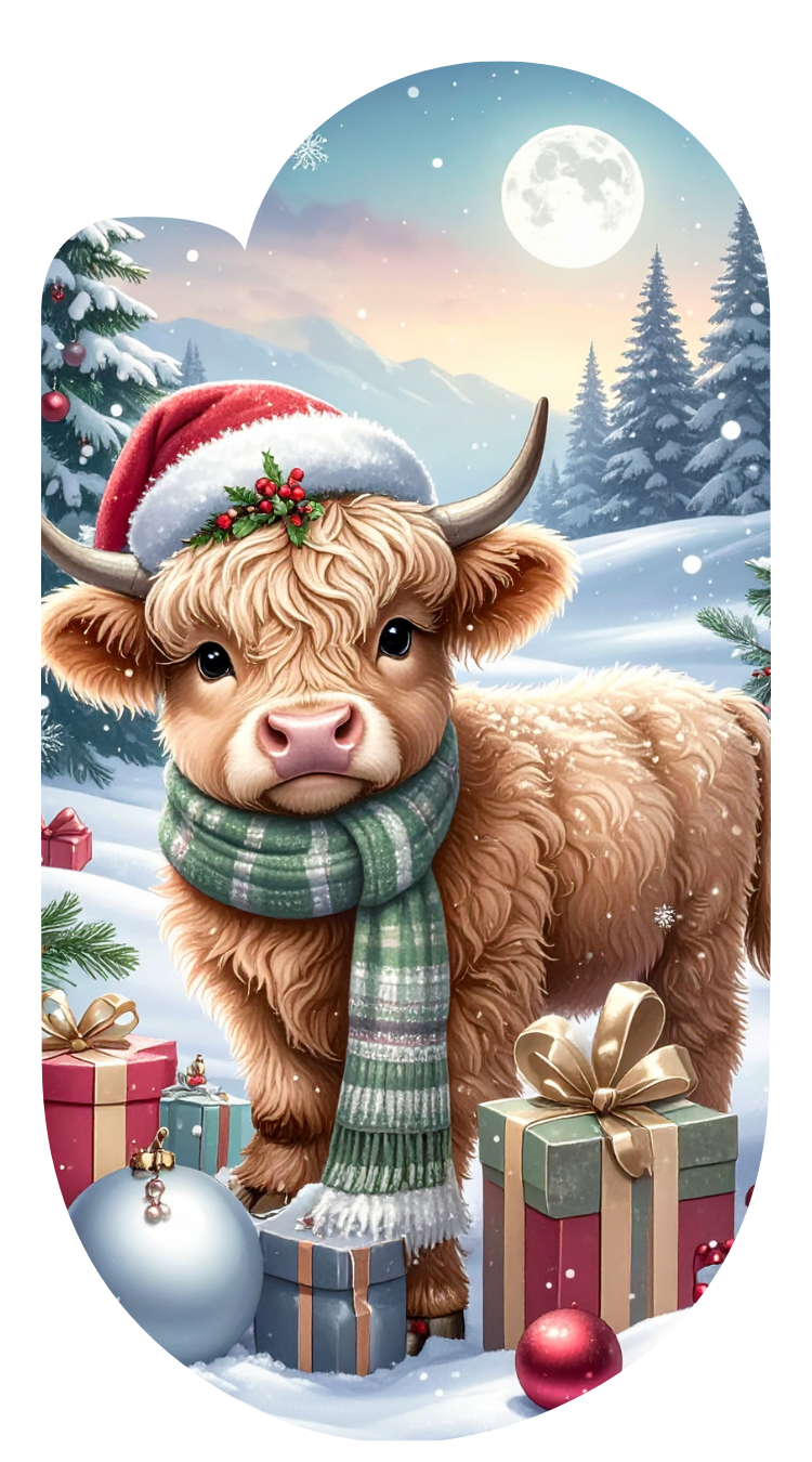 Winter Christmas Cow Paperclip Design Clipart 120PNG Digital Download Bundle  Item image 7