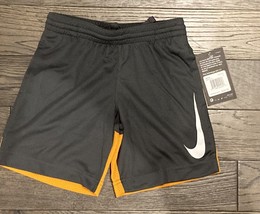 NWT $24: Nike Boys Size 4/ XS Dri-Fit Basketball Shorts Dark Gray &amp; Orange - £12.86 GBP