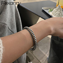Foxanry Vintage Punk 925 Stamp Brcacelet for Women Couples Summer New Trendy Sim - £11.19 GBP