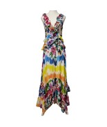 PatBO Rainbow Bloom Ruffle V-Neck Beach Dress Size L Bodysuit Floral Max... - $296.99