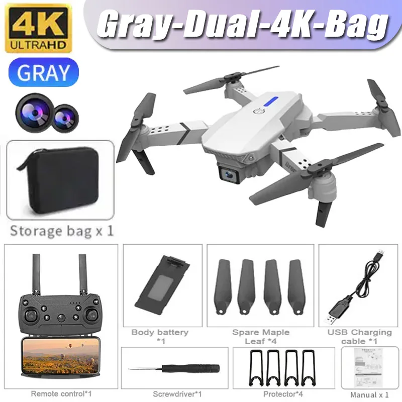 Professional E88 4K HD FPV Foldable RC Drone with WiFi &amp; Height Hold (Gr... - $45.00