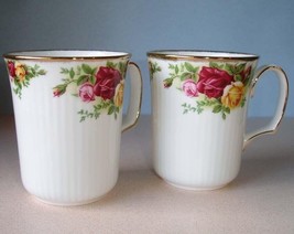 2 Royal Albert Old Country Roses Bristol Beaker Coffee Mugs Gold Trim New - £66.16 GBP