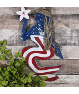 Patriotic Americana Mermaid Wall Hanging Beach House Gift Idea Coastal D... - £30.67 GBP