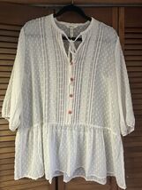 Matilda Jane Light the Way Swiss Dot Sheer Peplum Tunic Blouse in Ivory ... - $20.87