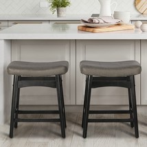 Maison Arts Grey Counter Height Bar Stools Set Of 2 For Kitchen, 24In He... - £145.47 GBP