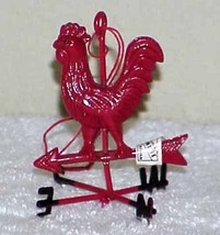 Vintage Red Metal Rooster Weathervane Christmas Ornament - £7.86 GBP