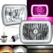 7X6 Pink SMD Halo Glass Metal Headlight 24w White LED Light Bulb Headlamp Pair - £159.87 GBP