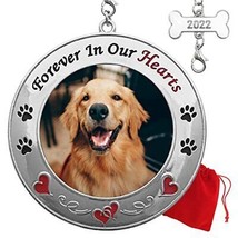 BANBERRY DESIGNS 2022 Pet Memorial Christmas Photo Ornament - Hearts and Paw ... - £30.80 GBP