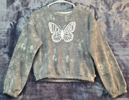 Lucky Brand Sweater Girls Size L Black Cotton Long Sleeve Round Neck Butterfly - £11.25 GBP