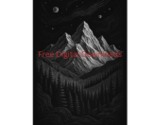 Celestial Peaks: Quantum Nightscape in Black &amp; White Traditional Media I... - $19.95
