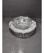 KIG Vintage 6&quot; Glass Ashtray Indonesia Pressed Glass Rose Pattern 4 Rest... - $9.90