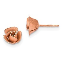 14K Rose Gold Diamond Cut Rose Stud Earrings - £216.48 GBP