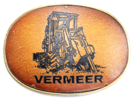 Vermeer Belt Buckle Leather and Brass Colorado Industrial Equipment Company - £10.16 GBP