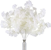 5Pcs Artificial White Cherry Blossom Branches Decor, 35 Inch Faux Cherry Blossom - £27.17 GBP
